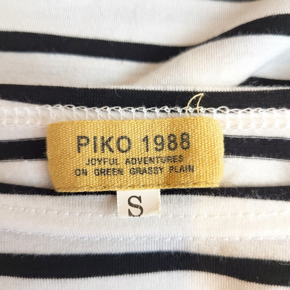 Piko 1988 White and Blue Striped Oversized Boxy T-Shirt, Size Small, GUC - Picture 3 of 6